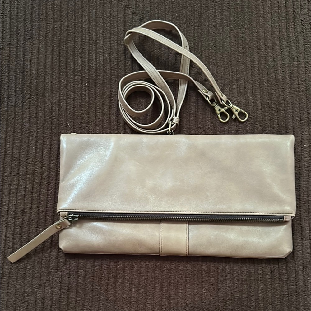 Bosca Crossbody Clutch Bag Taupe Leather